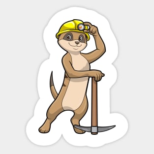 Meerkat as Miner with Pickaxe Sticker
